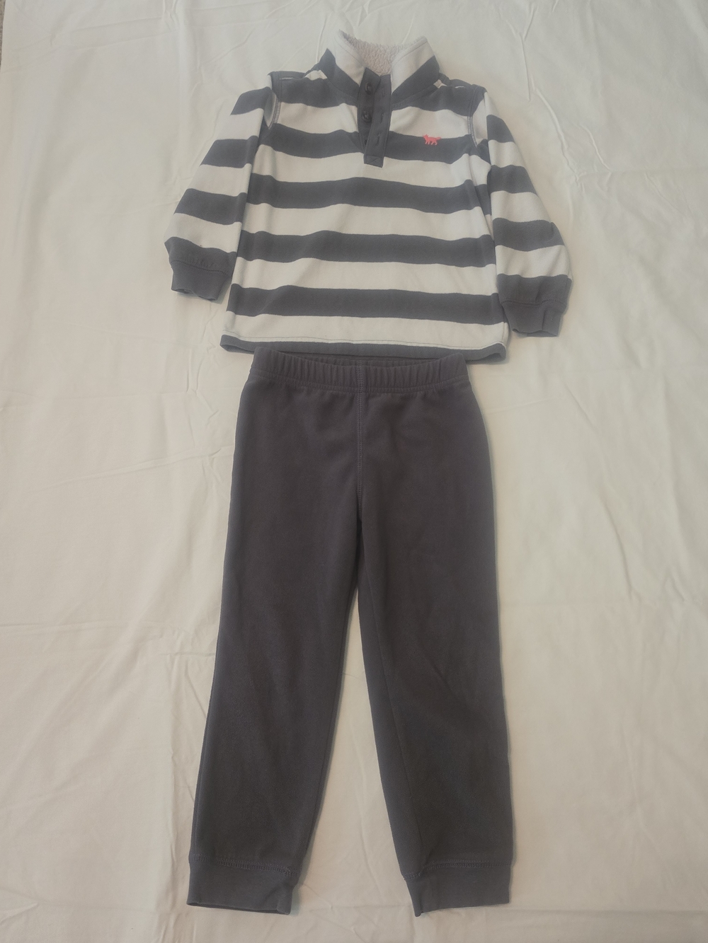 Carter's Gray & White Striped Fleece Pullover with Matching Joggers